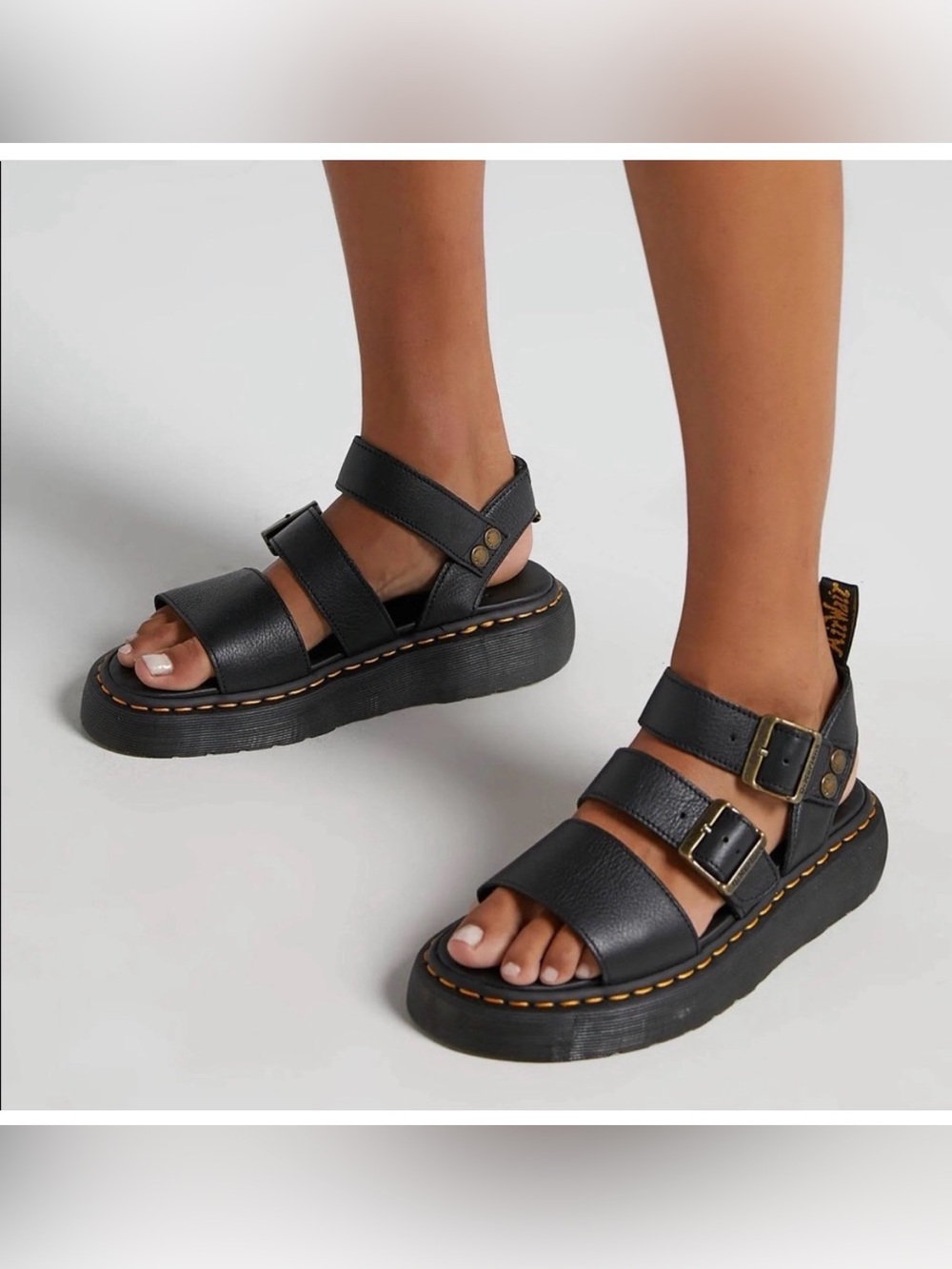 Dr. Martens Gryphon Pisa Leather Platform Leather Sandals